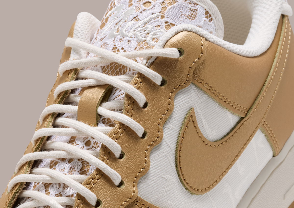 Nike Air Force 1 Low “Lace Metallic Gold” Comes With Floral Lace and Gold Leather